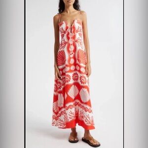 FARM RIO
Ainika Shell Print Linen Blend Maxi Dress In Printed